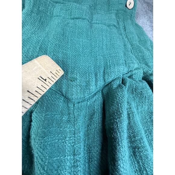 Free People Sugar Magnolia Green Overall Super Wide Leg Crop Jumpsuit L Knit Cot - Picture 5 of 11